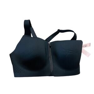 Victoria Secret VSX Sport Knockout Zip Front Bra 34D Push Up Gym Black